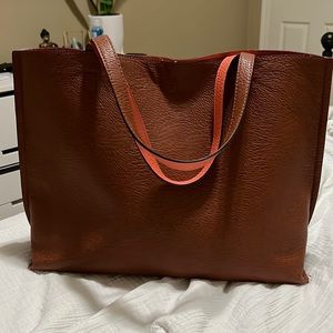 Faux leather tote